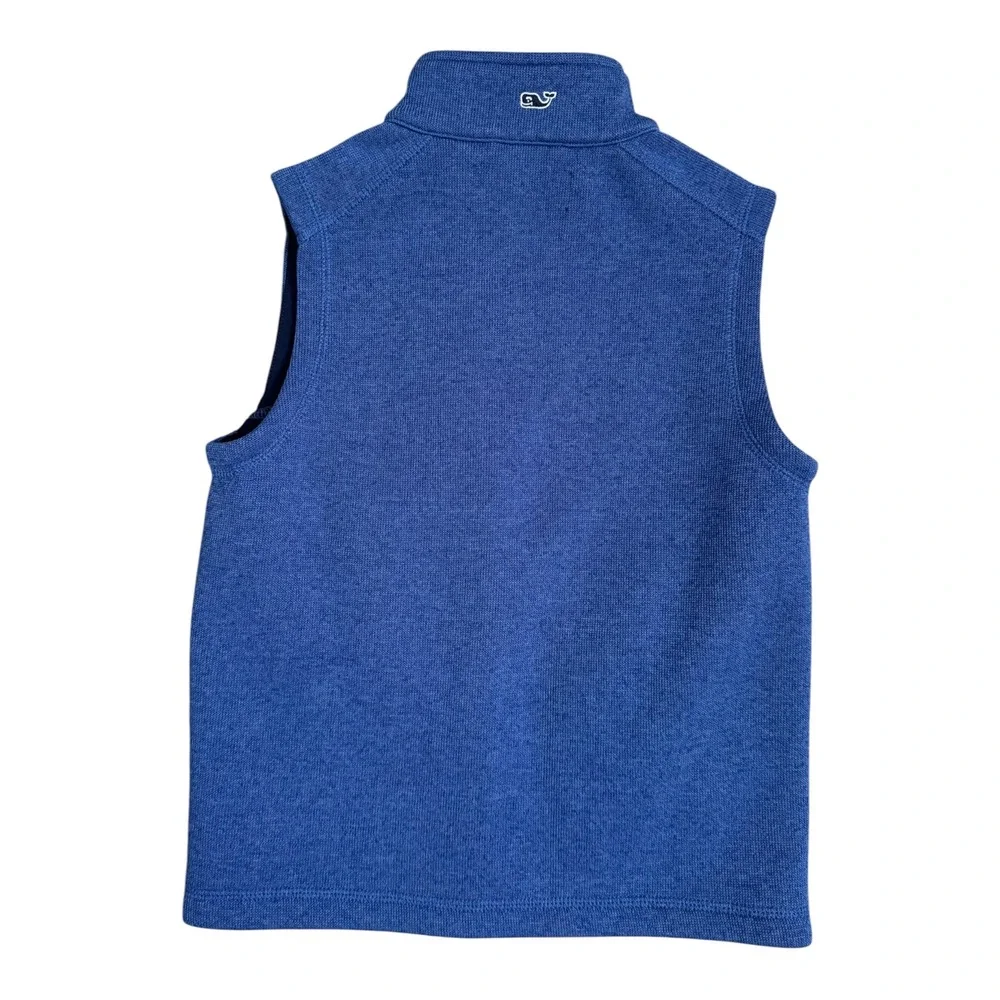 Vineyard Vines Boys Blue Sweater Fleece‎ Full Zip Vest Outdoor Pockets Size 7